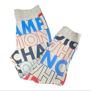 Champion Reverse Weave Sweatpants | All Over Logo Print | XL
